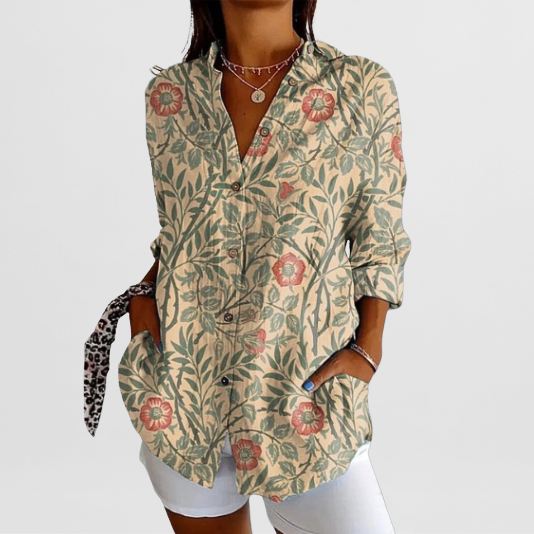 Laurent| Elegante blusa vintage con estampado floral