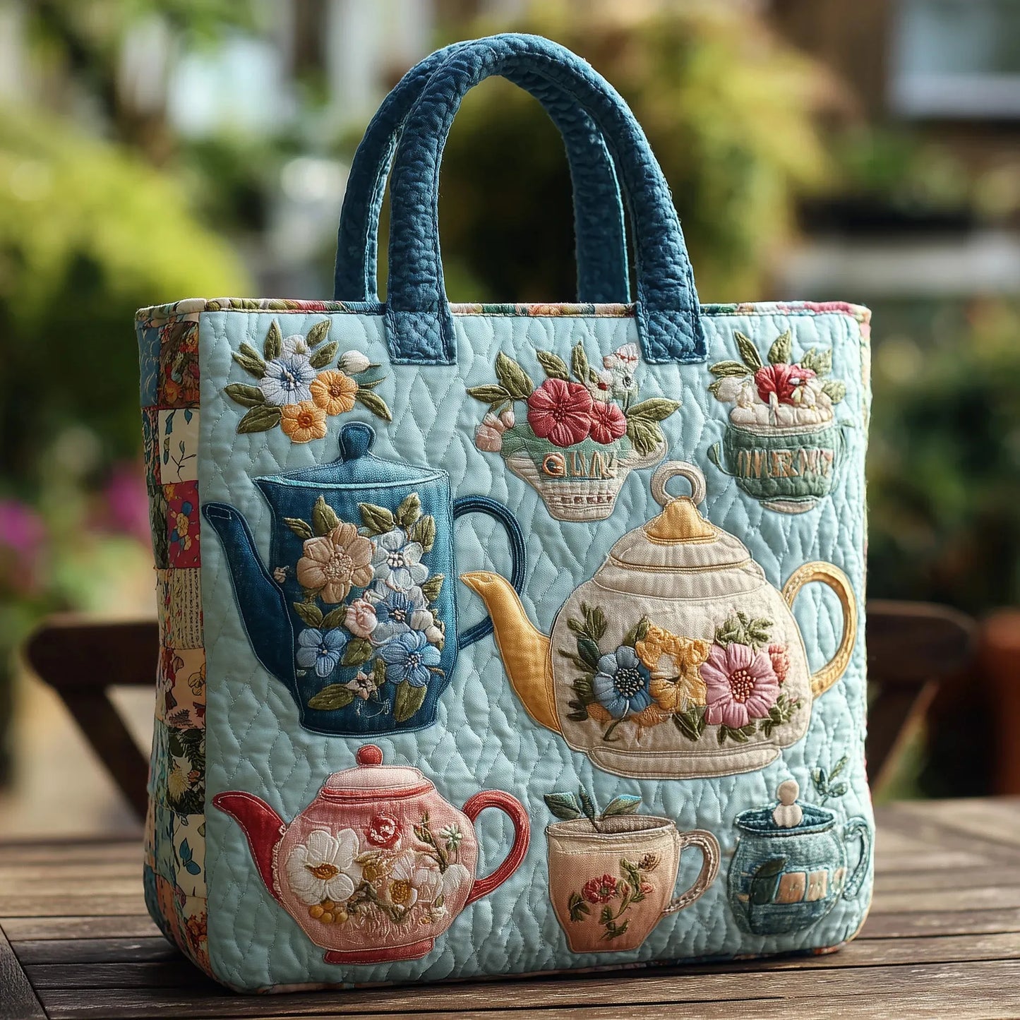 Bolso acolchado con estampado floral
