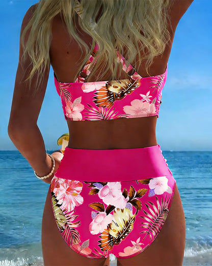 Laurent| Bikini con estampado floral en contraste