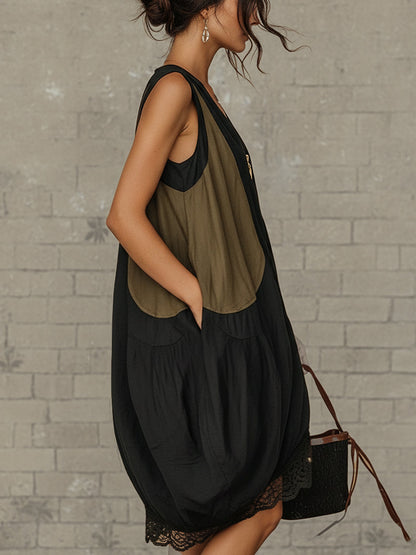 Laurent | Minivestido tulipa con cremallera frontal colorblock