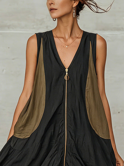 Laurent | Minivestido tulipa con cremallera frontal colorblock