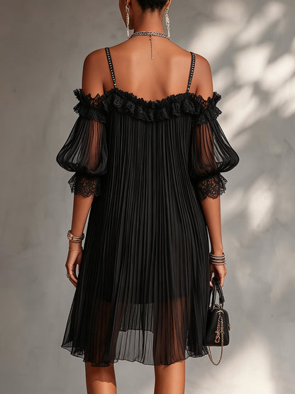 Laurent | Minivestido de muselina negra