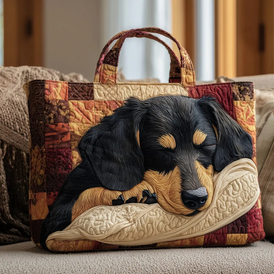 Bolso artesanal con diseño de perro salchicha