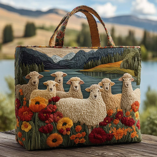Bolso artesanal -Ovejas en el lago