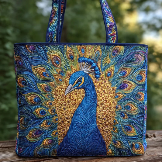 Bolso artesanal con diseño de pavo real