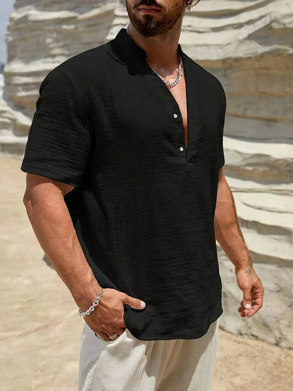 Laurent| Camisa elegante de verano con cuello alto