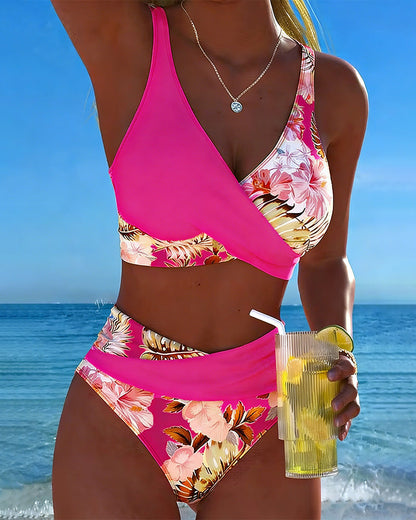 Laurent| Bikini con estampado floral en contraste