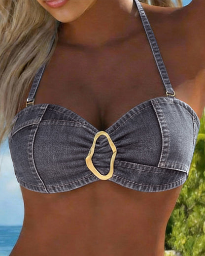 Laurent| Bikini de dos piezas con tirantes y hebilla metálica