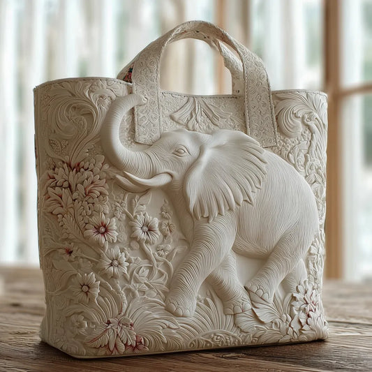 Bolso artesanal con diseño de elefantes