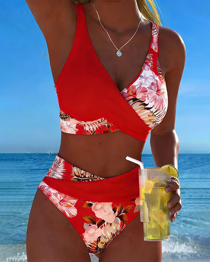 Laurent| Bikini con estampado floral en contraste