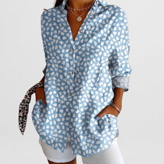 Laurent| Elegante blusa vintage con estampado floral