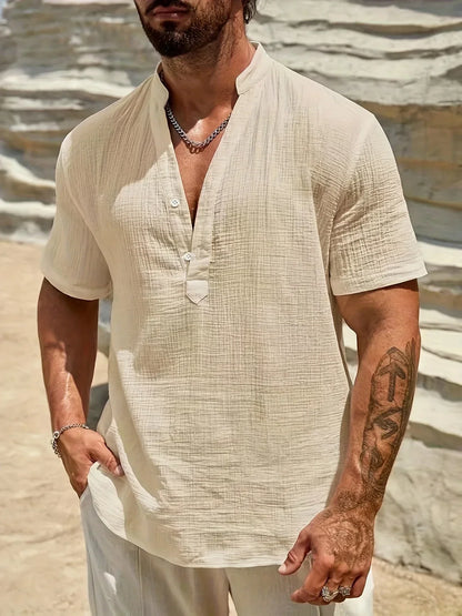 Laurent| Camisa elegante de verano con cuello alto