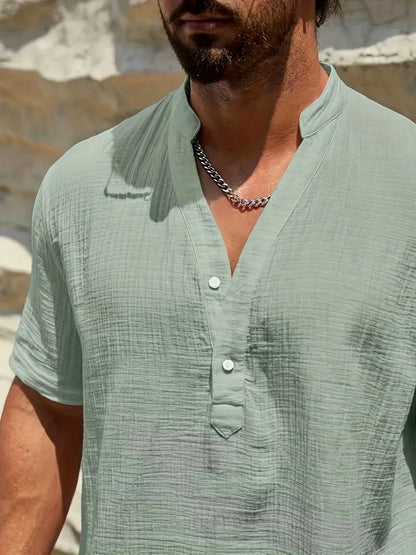 Laurent| Camisa elegante de verano con cuello alto