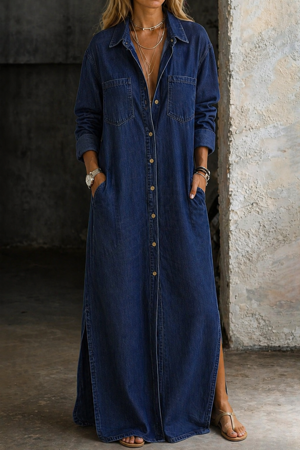 LAURENT & CO | DELANA: VESTIDO VAQUERO CON BOTONES PARA MUJER