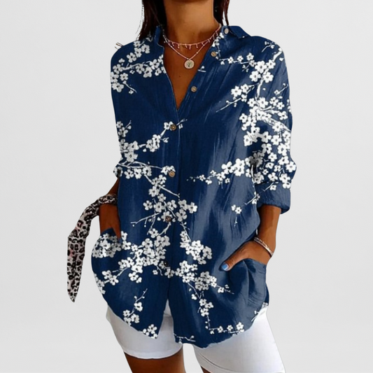 Laurent| Elegante blusa vintage con estampado floral