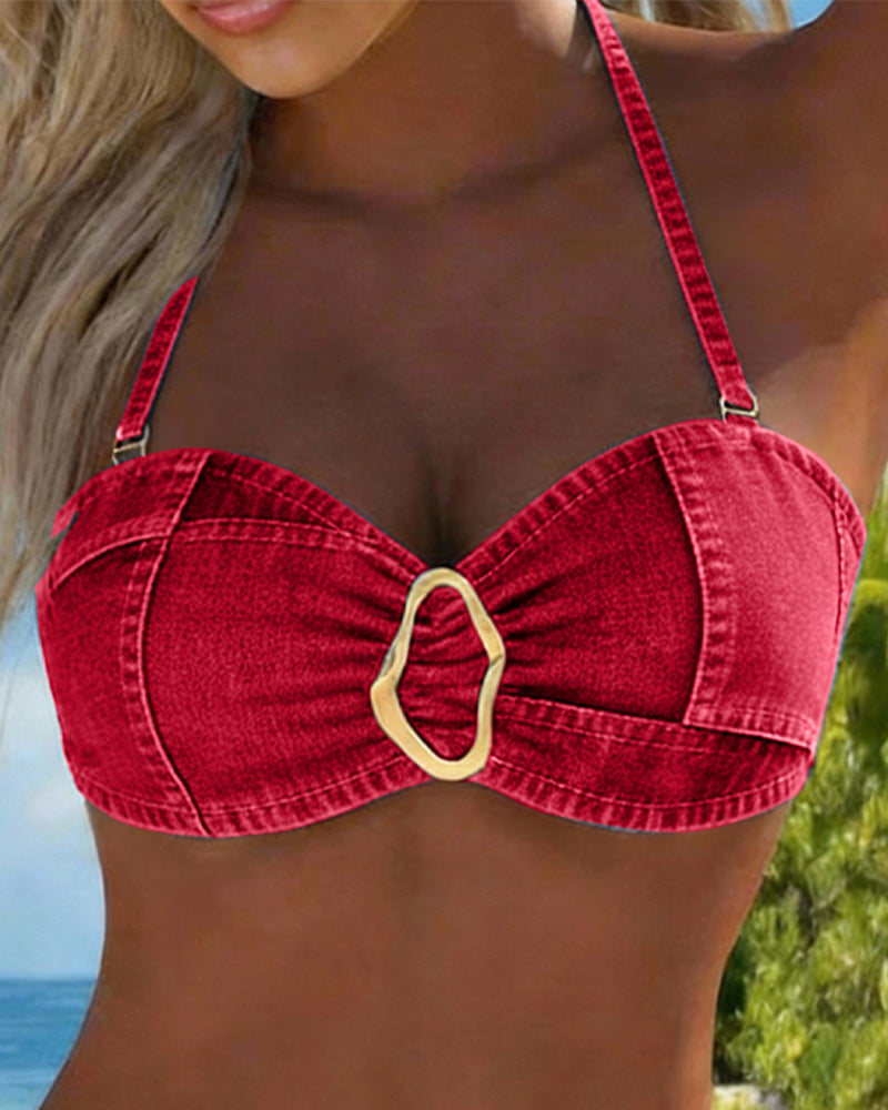 Patricia | Bikini de dos piezas con tirantes y hebilla metálica