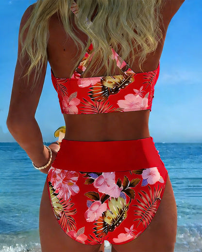 Laurent| Bikini con estampado floral en contraste