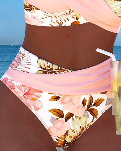 Laurent| Bikini con estampado floral en contraste