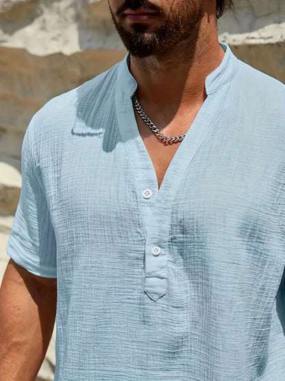 Laurent| Camisa elegante de verano con cuello alto