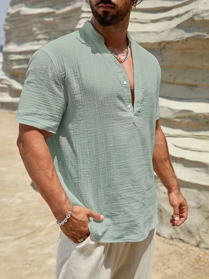 Laurent| Camisa elegante de verano con cuello alto