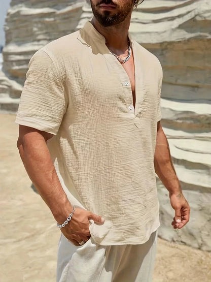 Laurent| Camisa elegante de verano con cuello alto