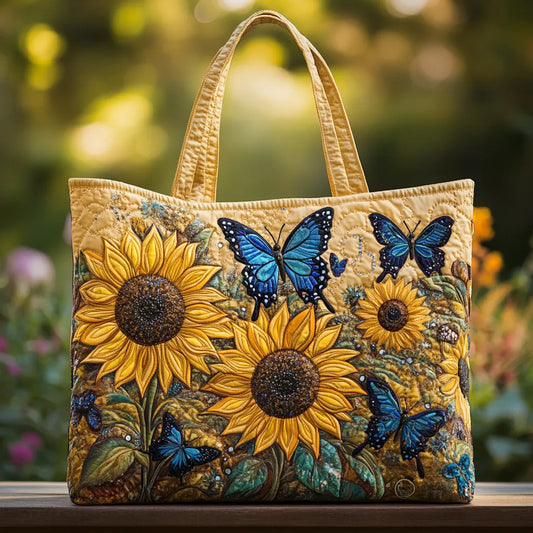 Bolso artesanal con girasoles y mariposas azules™