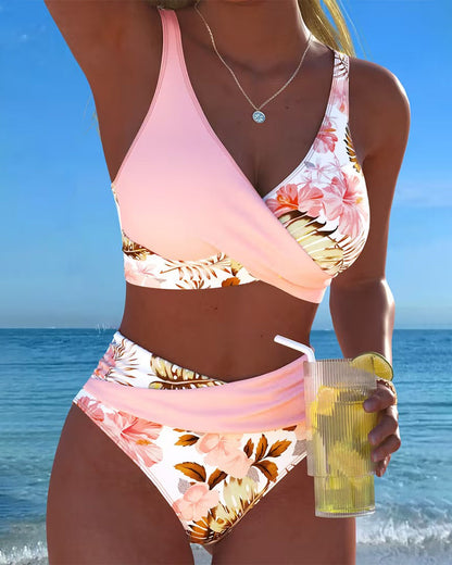 Laurent| Bikini con estampado floral en contraste