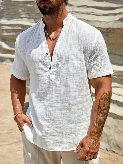 Laurent| Camisa elegante de verano con cuello alto