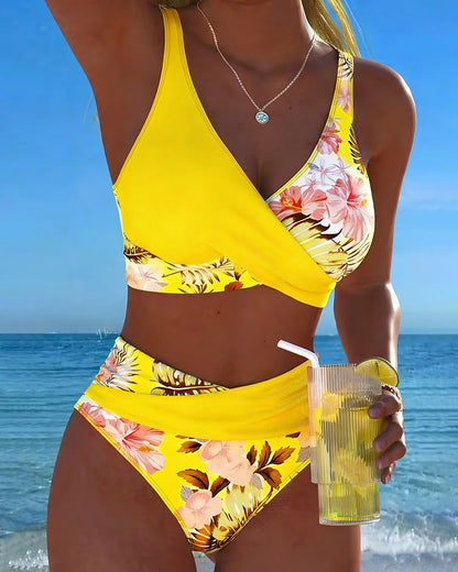 Laurent| Bikini con estampado floral en contraste