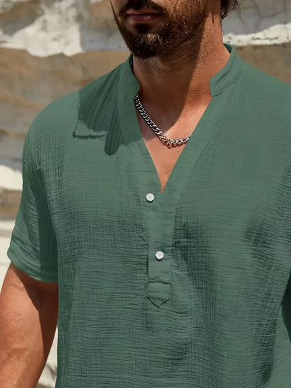 Laurent| Camisa elegante de verano con cuello alto