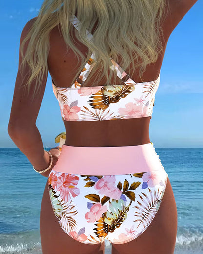 Laurent| Bikini con estampado floral en contraste