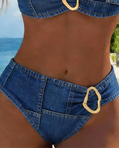 Laurent| Bikini de dos piezas con tirantes y hebilla metálica