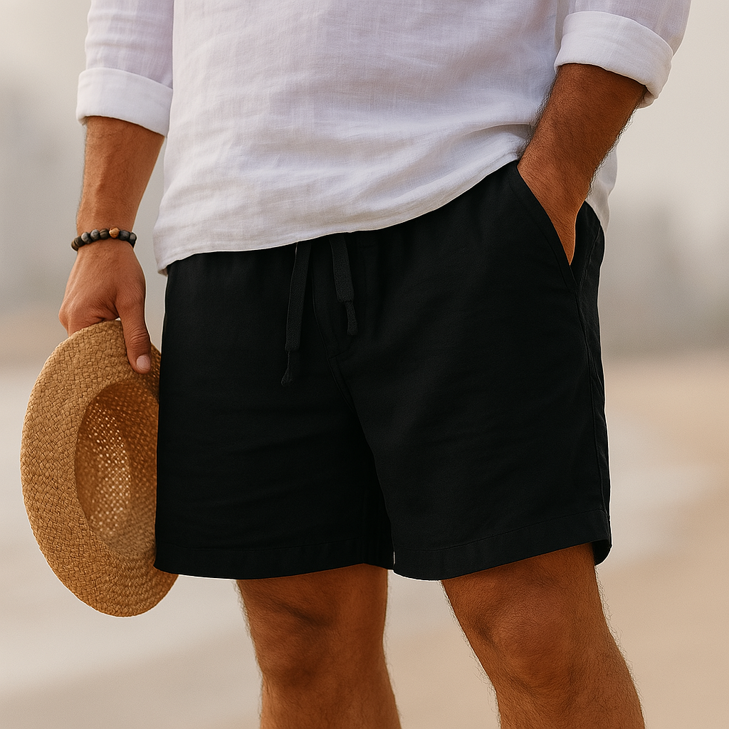 Laurent | Elegantes shorts de lino con cinturilla elástica.