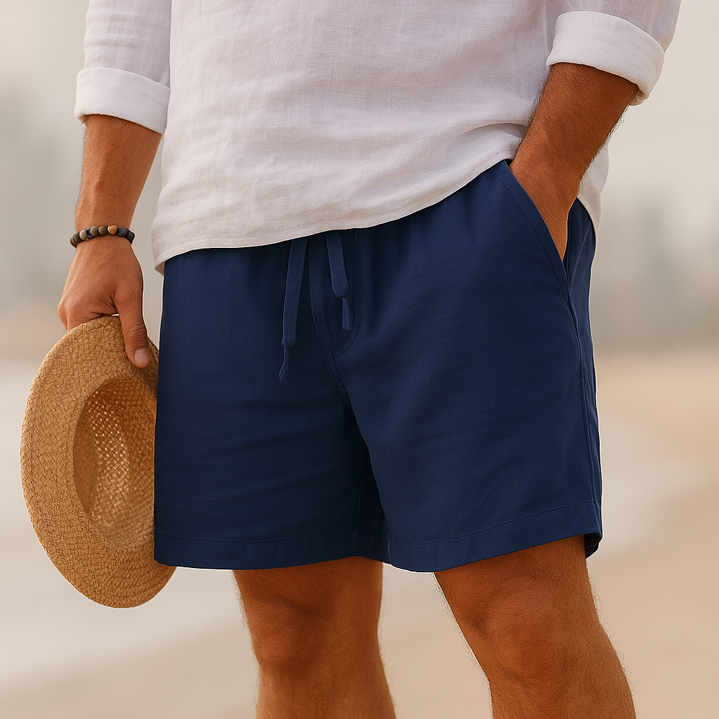 Laurent | Elegantes shorts de lino con cinturilla elástica.
