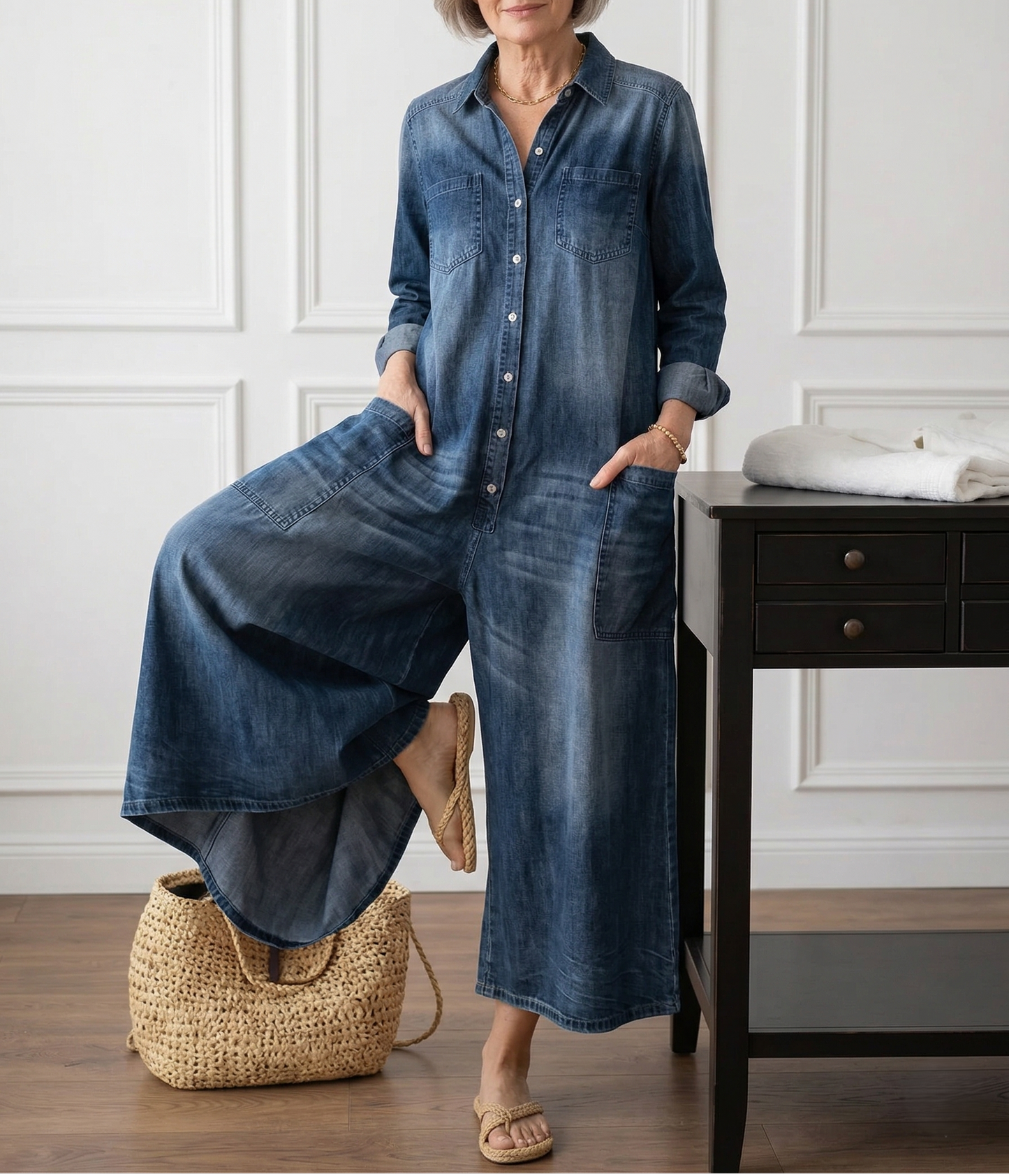 LAURENT & CO | DIANA: MONO VAQUERO VINTAGE CON BOTONES PARA MUJER