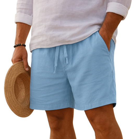 Laurent | Elegantes shorts de lino con cinturilla elástica.