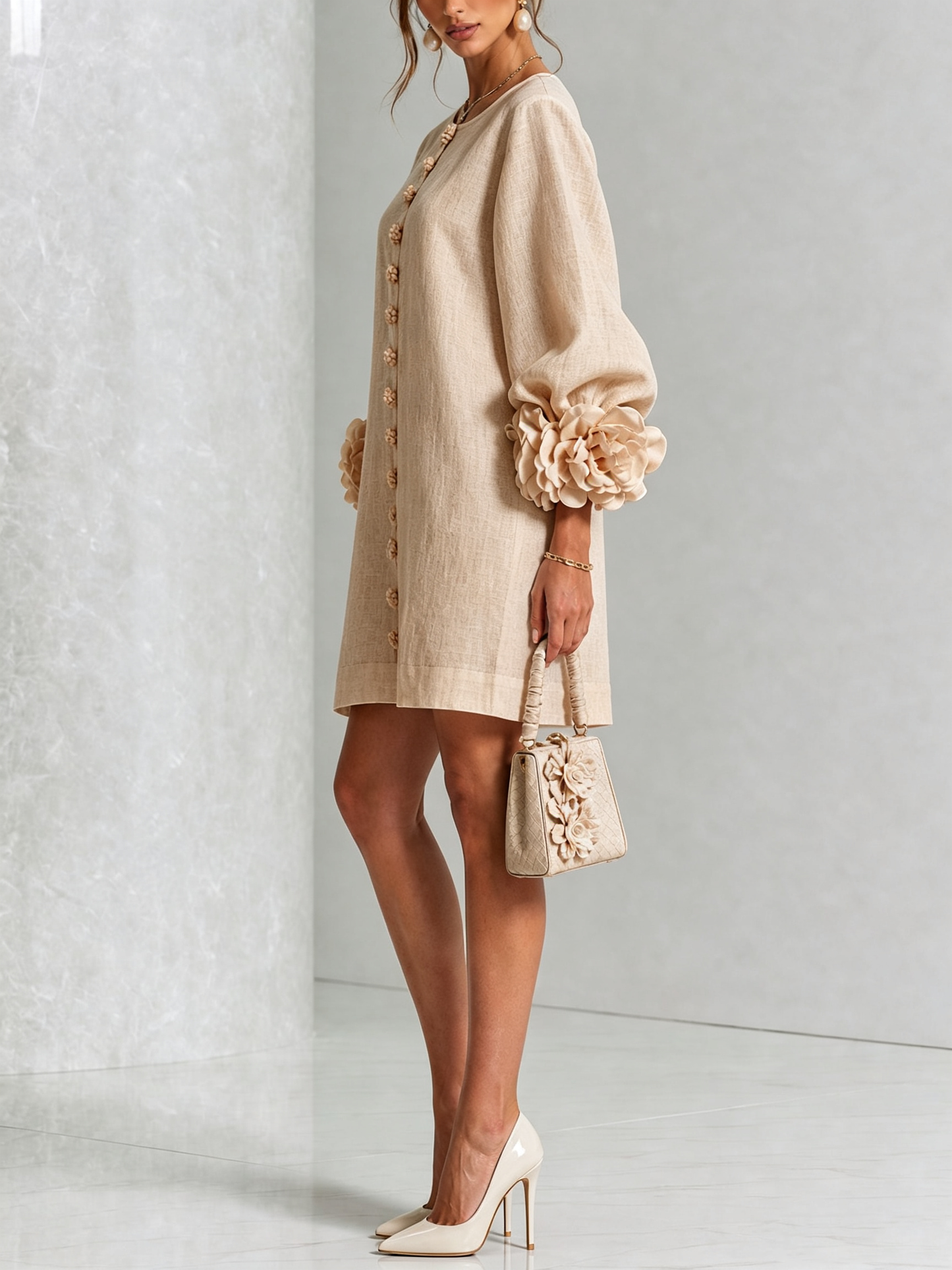 Laurent | Minivestido con estampado floral y cierre de botones