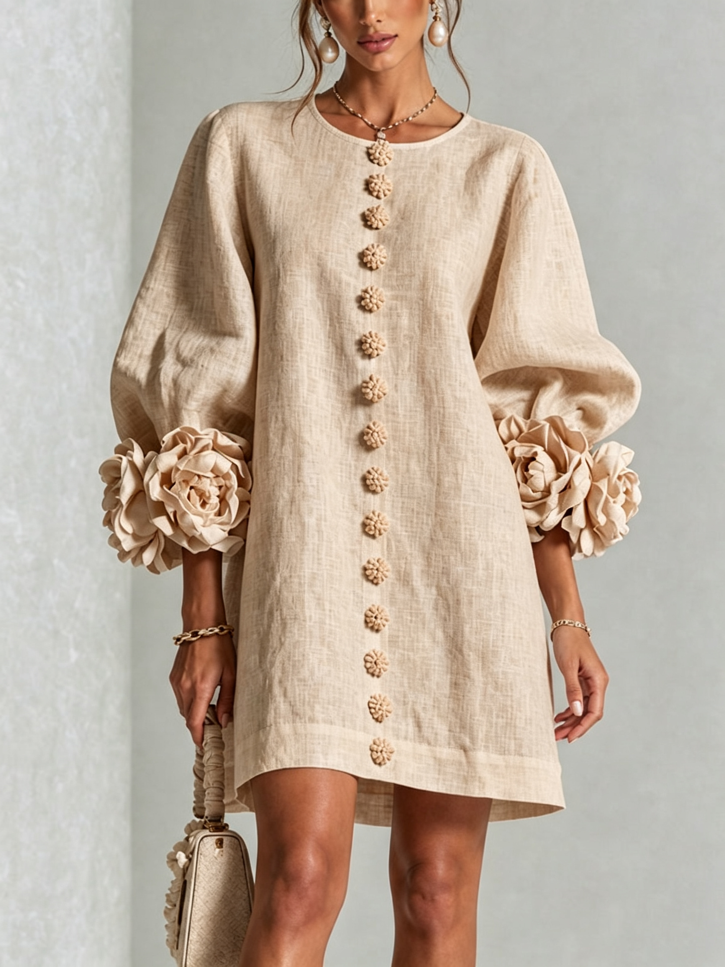 Laurent | Minivestido con estampado floral y cierre de botones