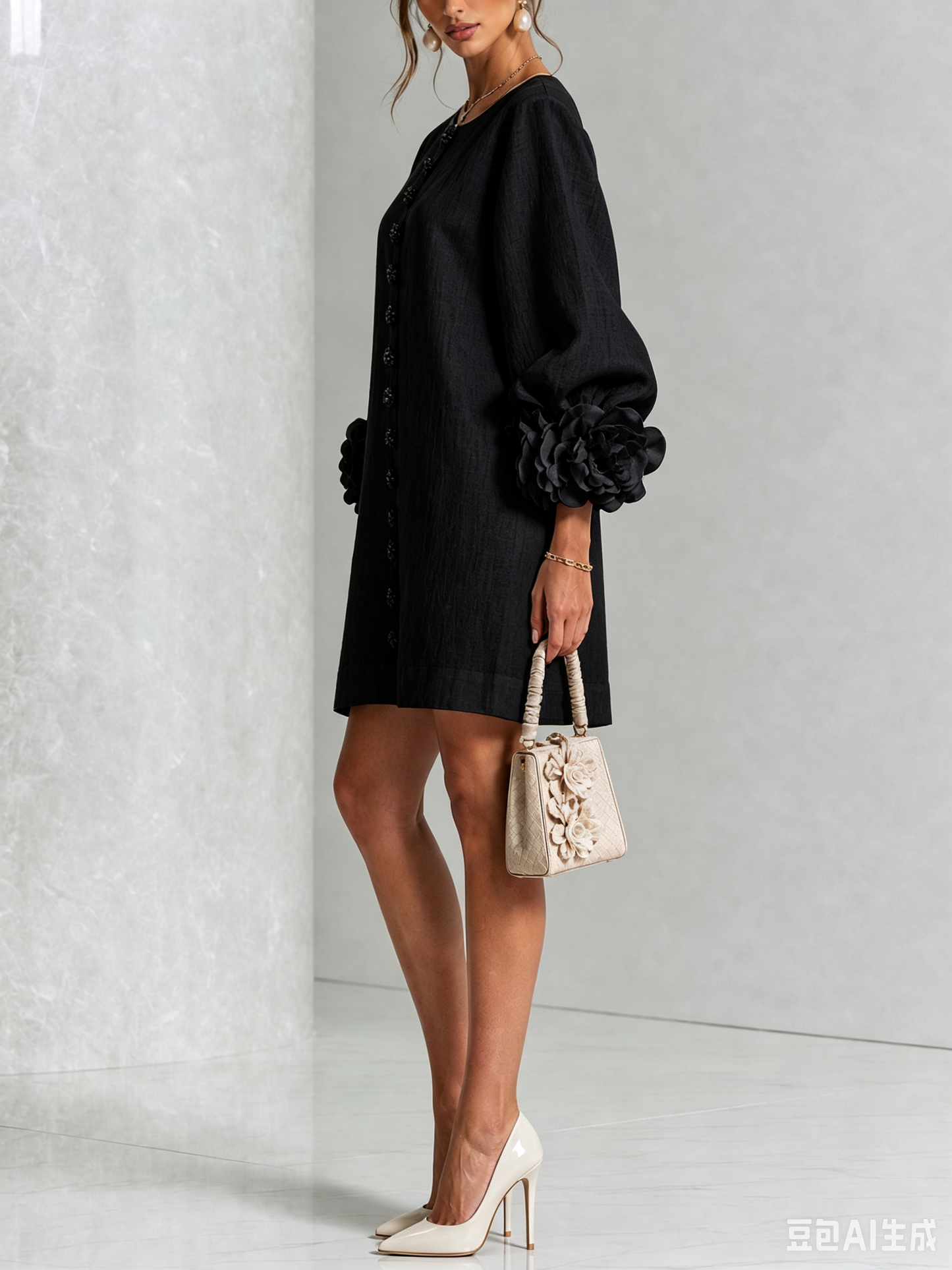 Laurent | Minivestido con estampado floral y cierre de botones