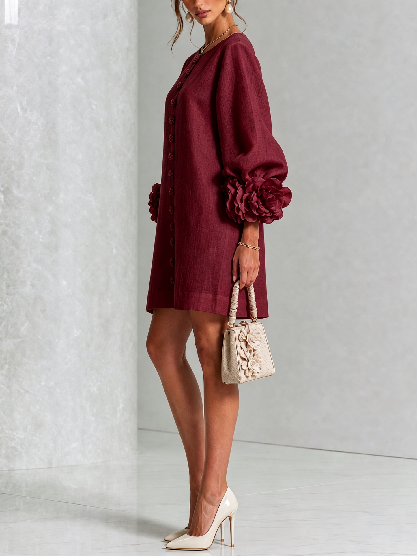 Laurent | Minivestido con estampado floral y cierre de botones