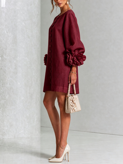 Laurent | Minivestido con estampado floral y cierre de botones