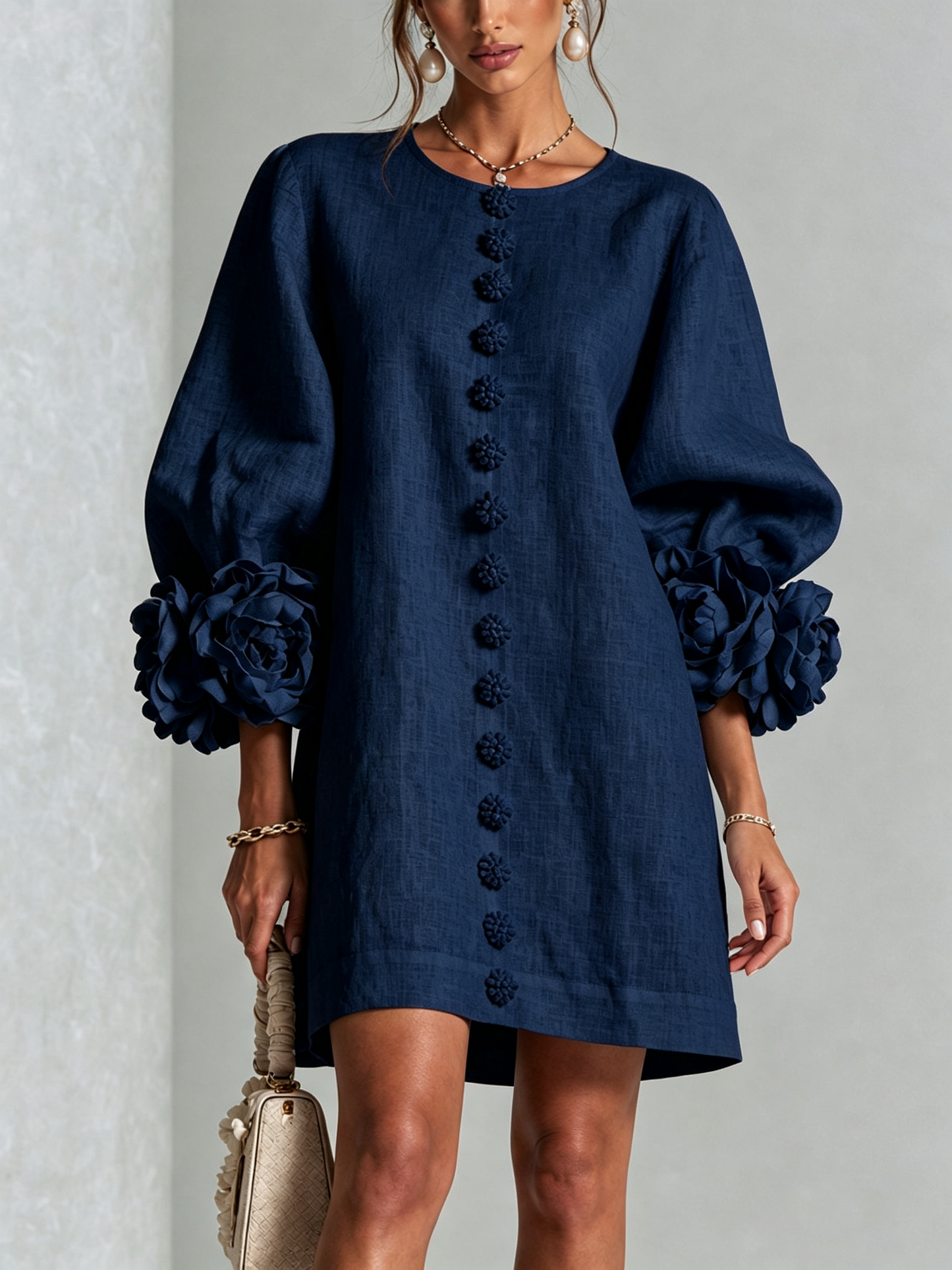 Laurent | Minivestido con estampado floral y cierre de botones