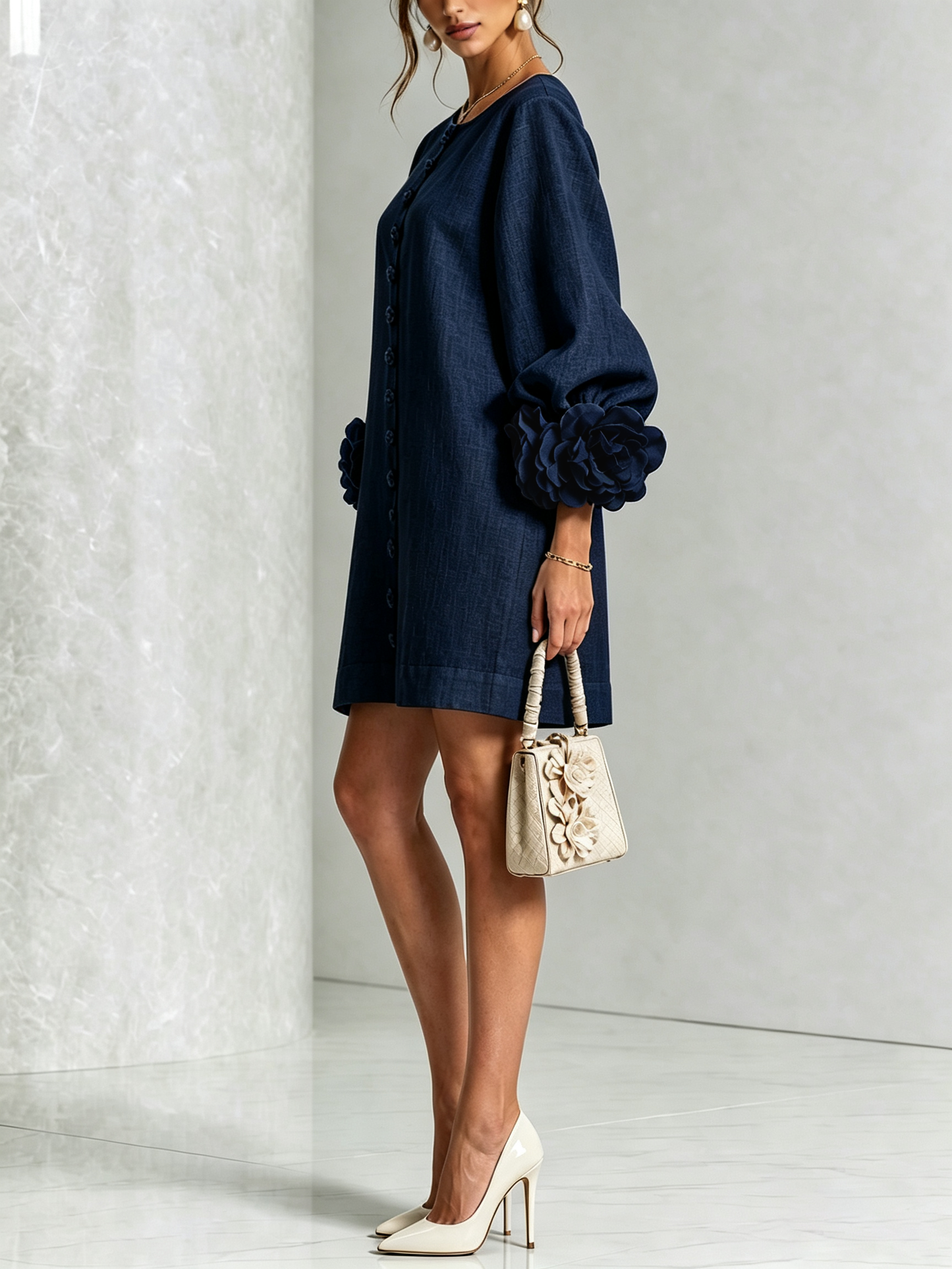 Laurent | Minivestido con estampado floral y cierre de botones