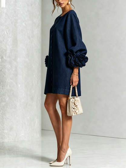 Laurent | Minivestido con estampado floral y cierre de botones