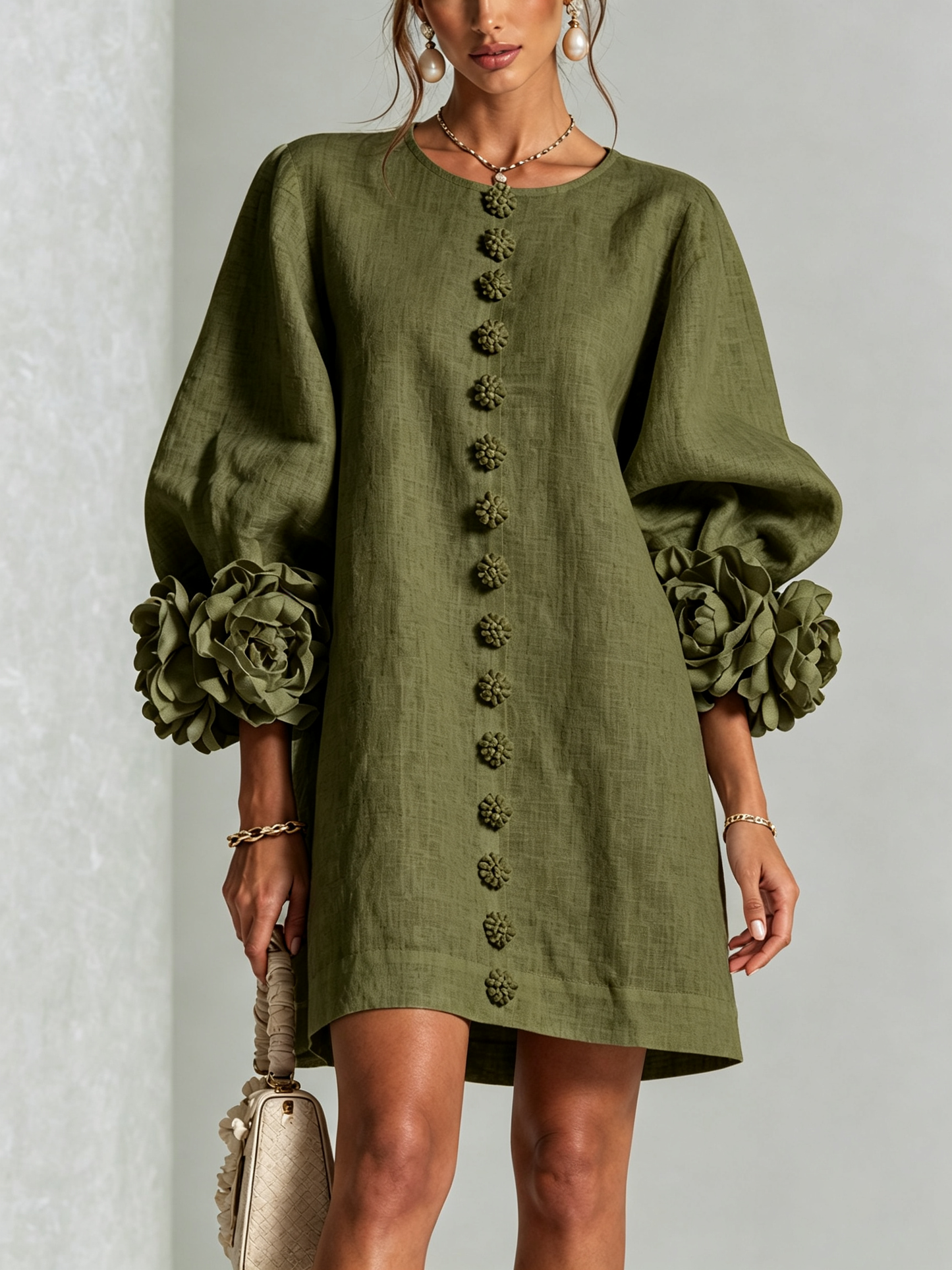 Laurent | Minivestido con estampado floral y cierre de botones