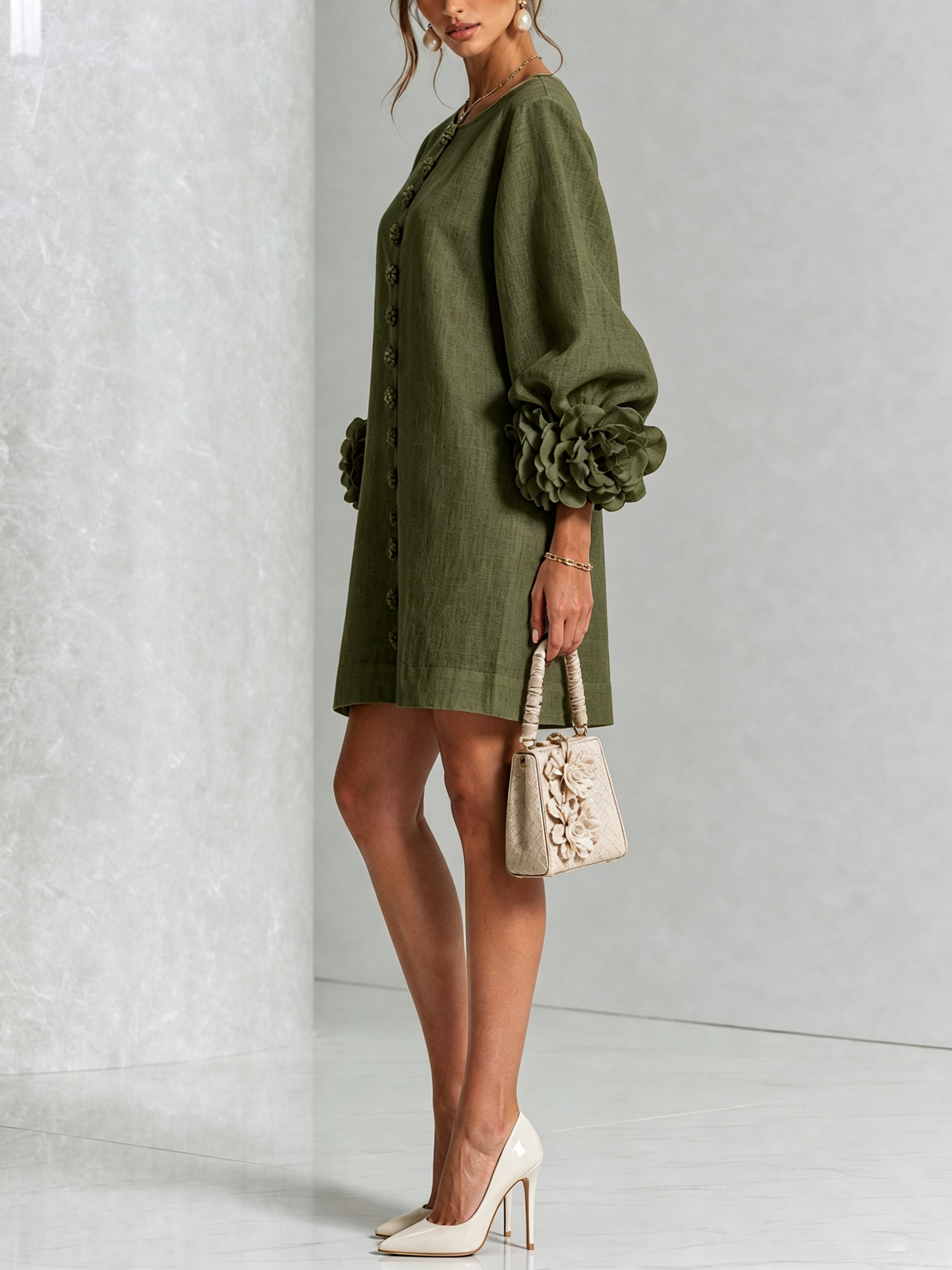Laurent | Minivestido con estampado floral y cierre de botones