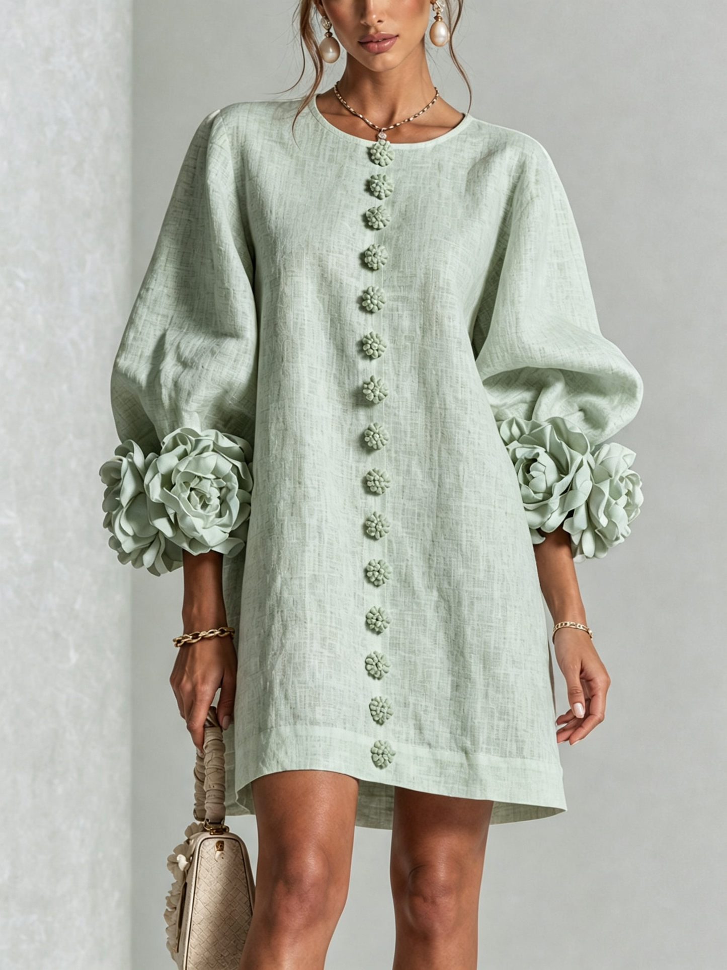 Laurent | Minivestido con estampado floral y cierre de botones