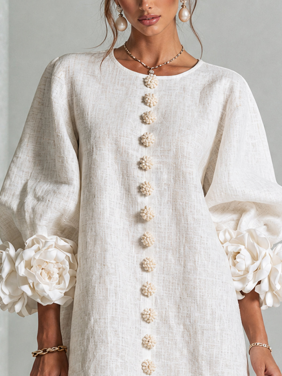 Laurent | Minivestido con estampado floral y cierre de botones