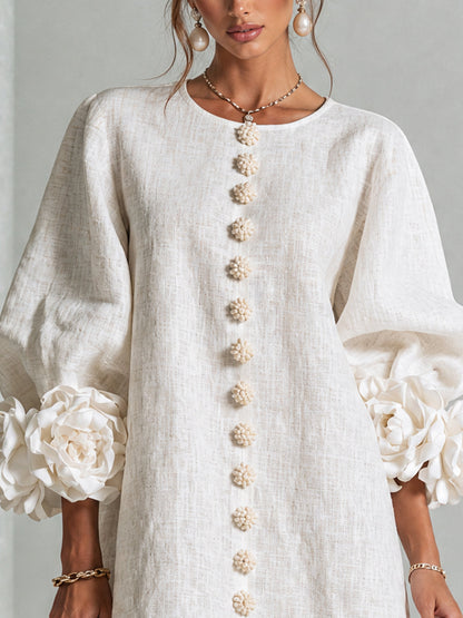 Laurent | Minivestido con estampado floral y cierre de botones