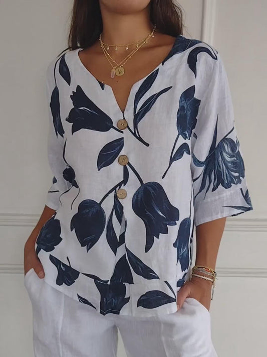 Laurent | Blusa con escote en V y estampado floral